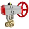 Pneumatic/Manual Brass 3-Way Ball Valves Pneumatic/Manual Brass 3-Way Ball Valves