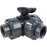 1" 3-Way T-port PVC Ball Valve - EPDM/Teflon Seals