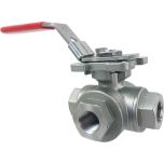 3/8" Stainless 3-Way Ball Valve, L-Port, Direct Mount