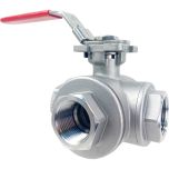 1" Stainless 3-Way Ball Valve, L-Port, Direct Mount