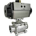 2" Sanitary Ball Valve, Double Acting Rack & Pinion, Tri-Clamp