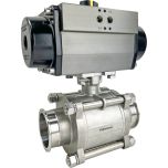 3" Sanitary Ball Valve, Spring Return Rack & Pinion, Tri-Clamp