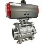 2-1/2" Sanitary Ball Valve, Double Acting Scotch Yoke, Tri-Clamp