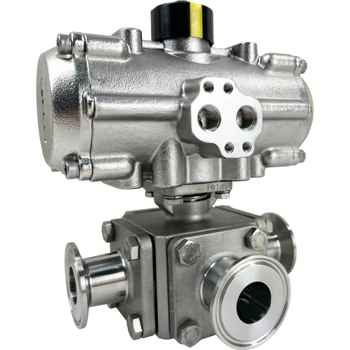 Stainless Steel 304 Sanitary 3 Way Tri Clamp Ball Valve L Type - China