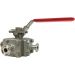 1/2" Sanitary 3-Way Ball Valve, L-Port, Direct Mount, Tri-Clamp