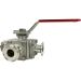 1" Sanitary 3-Way Ball Valve, T-Port, Direct Mount, Tri-Clamp