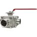 3" Sanitary 3-Way Ball Valve, T-Port, Direct Mount, Tri-Clamp