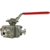 1/2" Sanitary 3-Way Ball Valve, T-Port, Direct Mount, Tri-Clamp