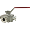 1" Sanitary 3-Way Ball Valve, T-Port, Direct Mount, Tri-Clamp
