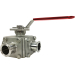 1-1/2" Sanitary 3-Way Ball Valve, T-Port, Direct Mount, Tri-Clamp