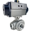 Air Actuated Stainless 3-Way Ball Valve - Rack & Pinion